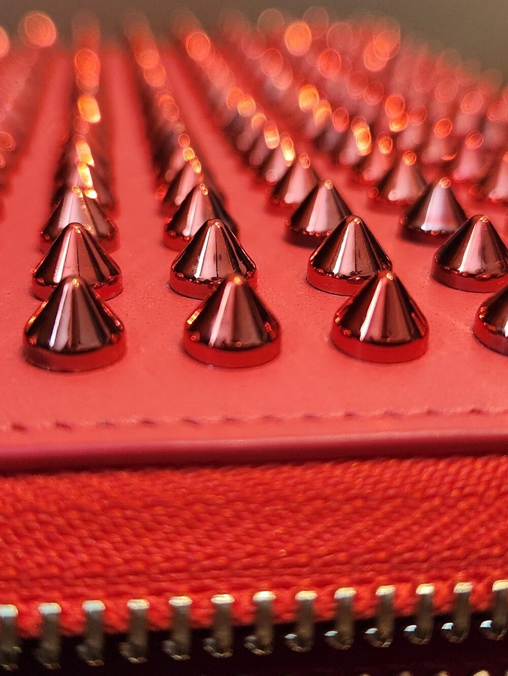 Christian Louboutin Red Spiked Zip-Around Wallet NWT Full Inclusion. - Picture 7 of 9